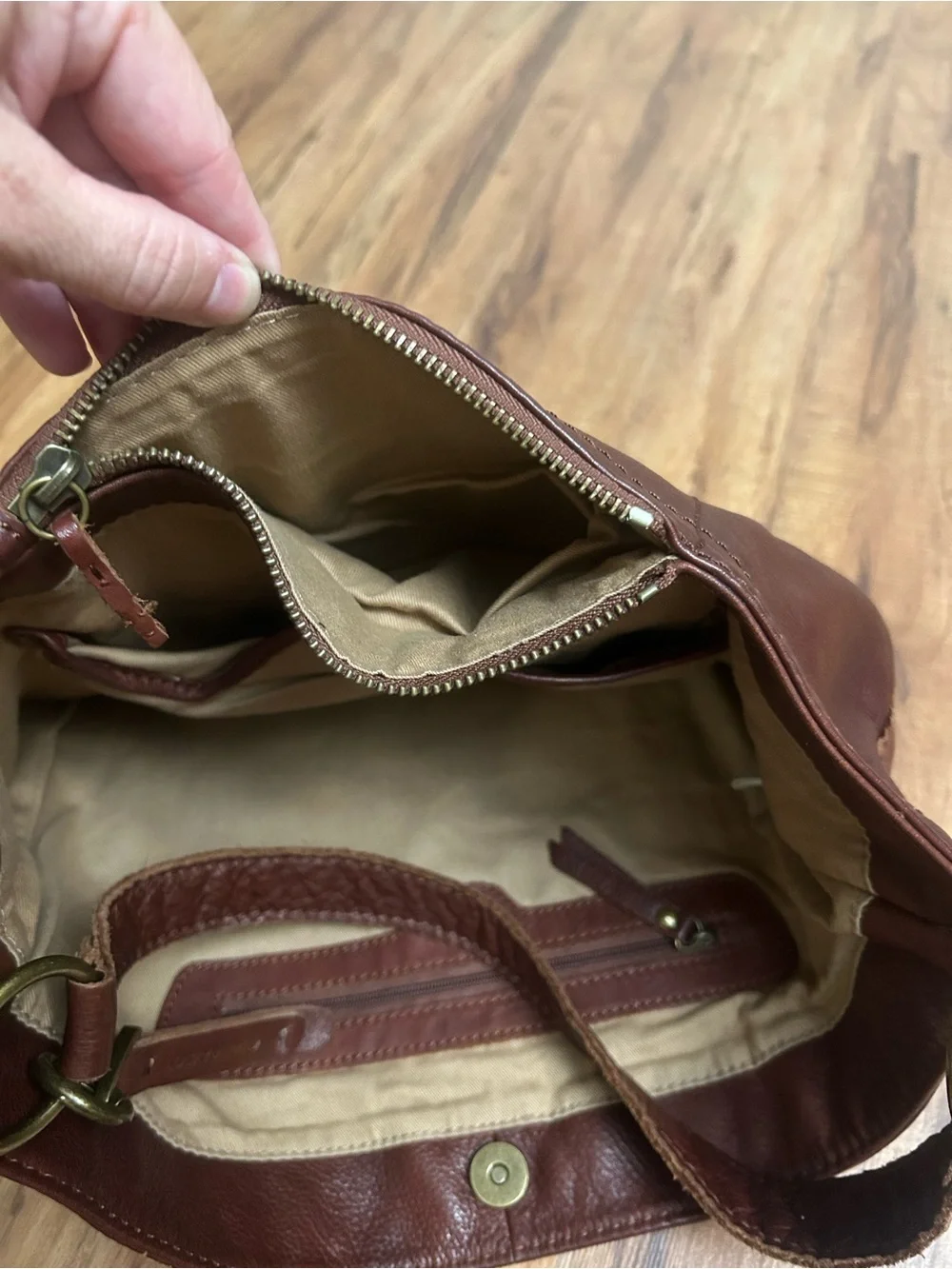 Vintage Y2K Lucky Brand Leather Hobo Shoulder Bag Purse